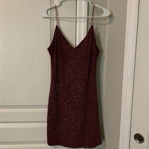 B. Darlin Maroon Glitter Sparkle Mini Dress